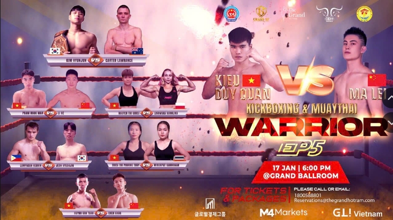 Kiều Duy Quân tranh đai vô địch với tay đấm Trung Quốc tại Grand SF: Warrior EP05