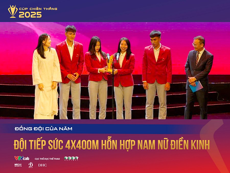 Đội hình chạy tiếp sức 4x400m hỗn hợp nam nữ lên ngôi ở Cúp Chiến thắng 2025 sau "màn trả nợ ngọt ngào"