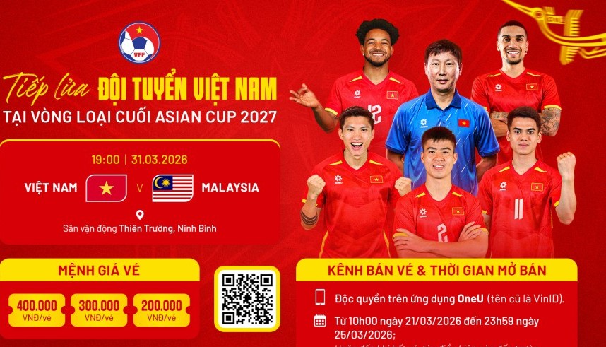 Giá vé trận Việt Nam vs Malaysia cao nhất 400.000 đồng