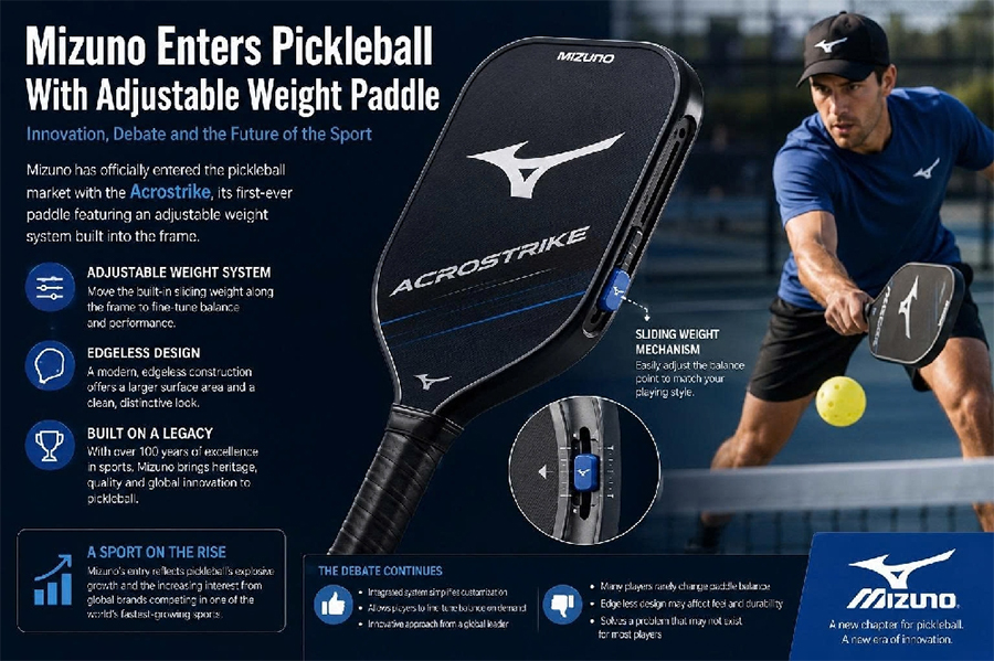 Vợt pickleball thế hệ mới của Mizuno gây tranh cãi vì thiết kế khác thường