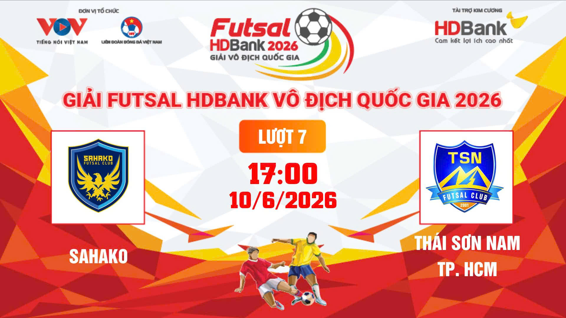 Link xem trực tiếp futsal HDBank VĐQG 2026: Sahako vs Thái Sơn Nam