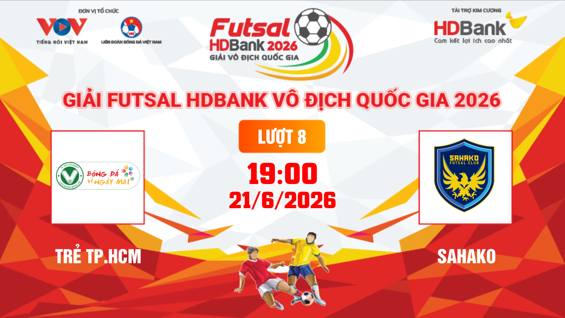 Link xem trực tiếp futsal HDBank VĐQG 2026: Trẻ TPHCM vs Sahako