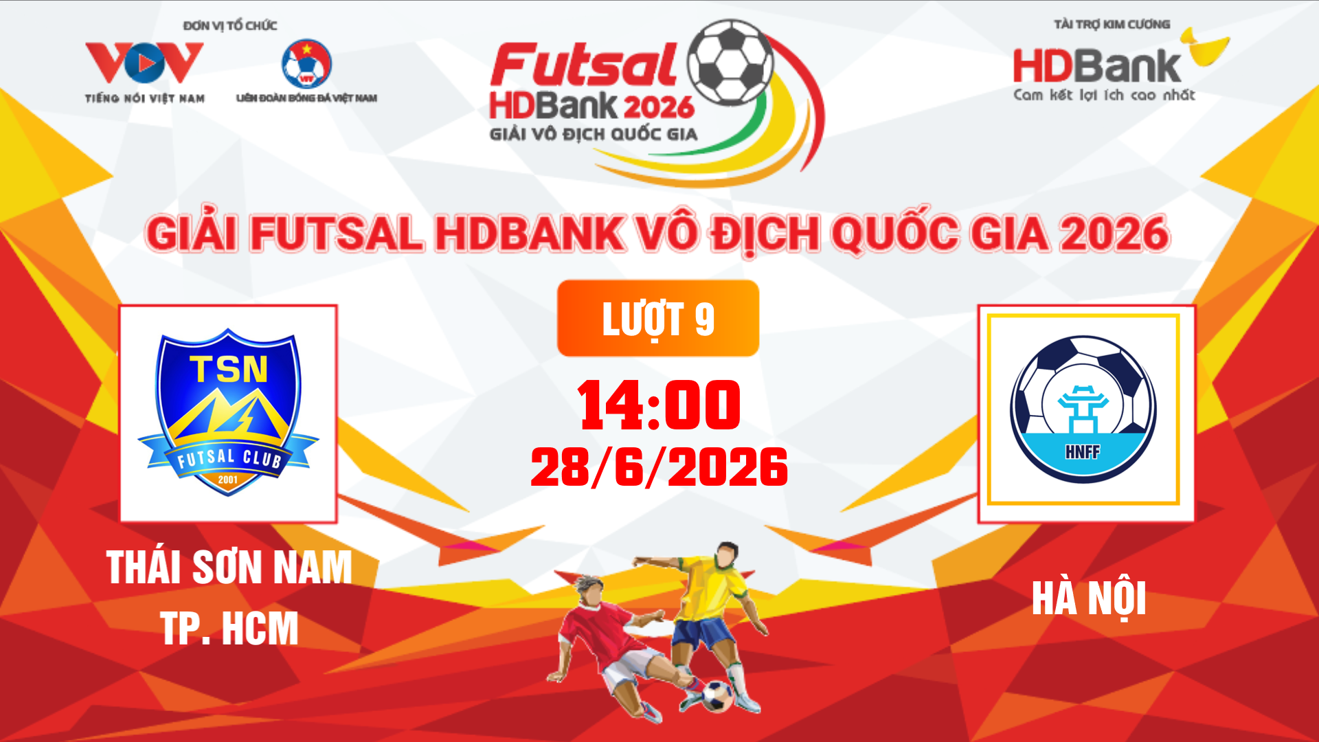 Link xem trực tiếp futsal HDBank VĐQG 2026: Thái Sơn Nam vs Hà Nội