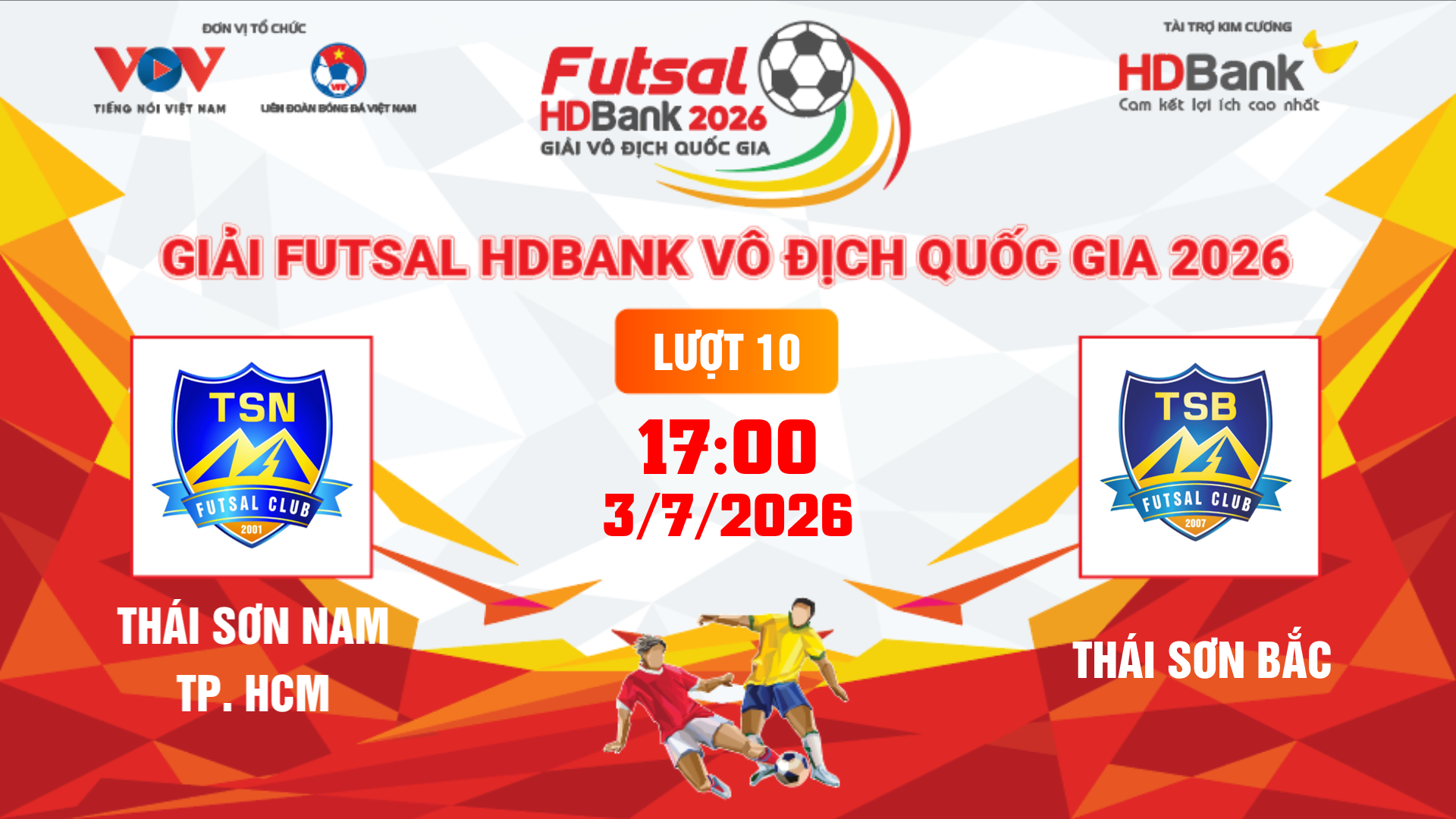 Link xem trực tiếp futsal HDBank VĐQG 2026: Thái Sơn Nam vs Thái Sơn Bắc