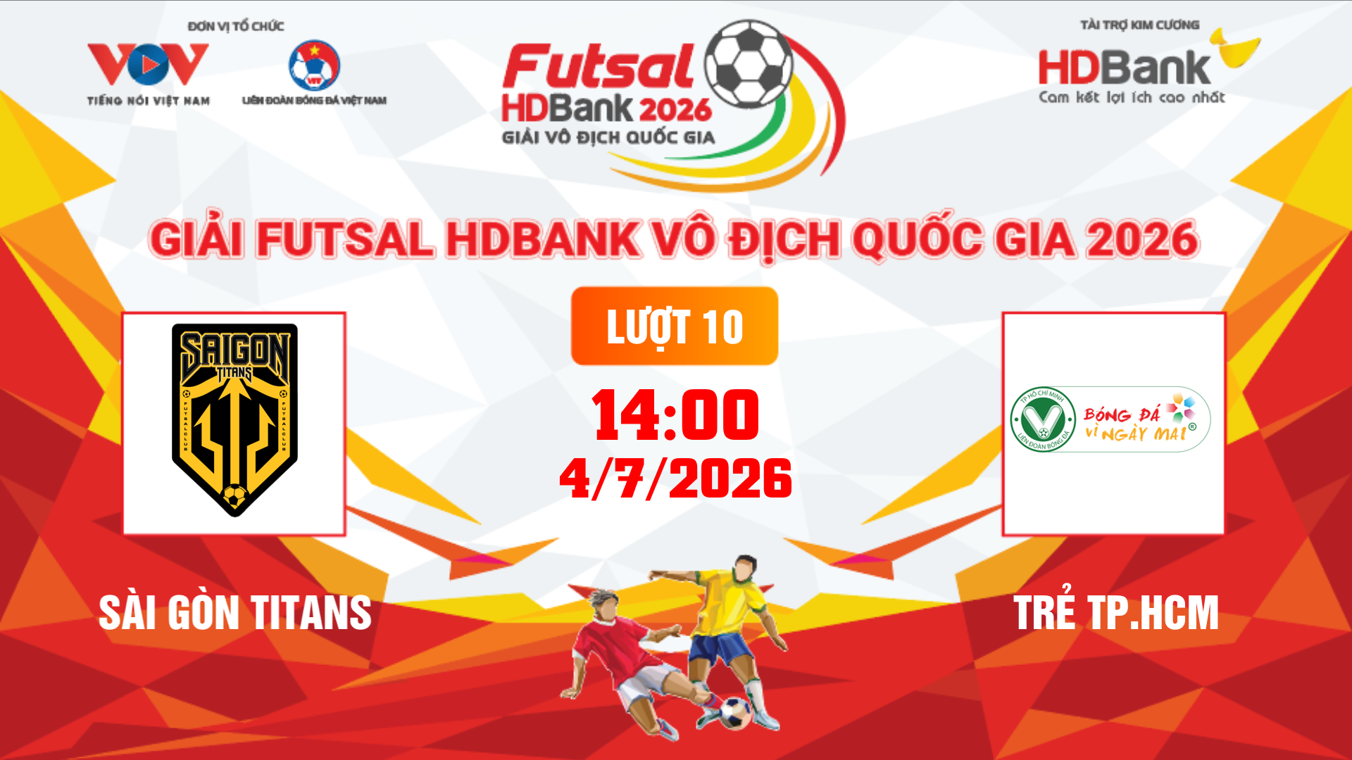 Link xem trực tiếp futsal HDBank VĐQG 2026: Sài Gòn Titans vs Trẻ TPHCM
