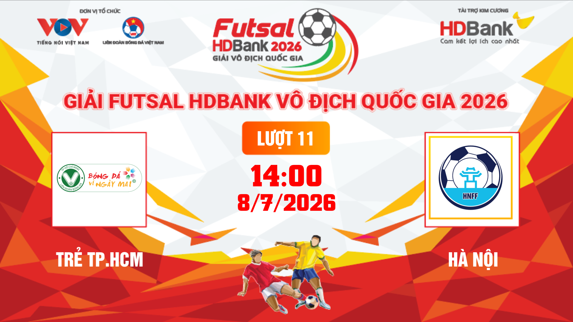 Link xem trực tiếp futsal HDBank VĐQG 2026: Trẻ TPHCM vs Hà Nội