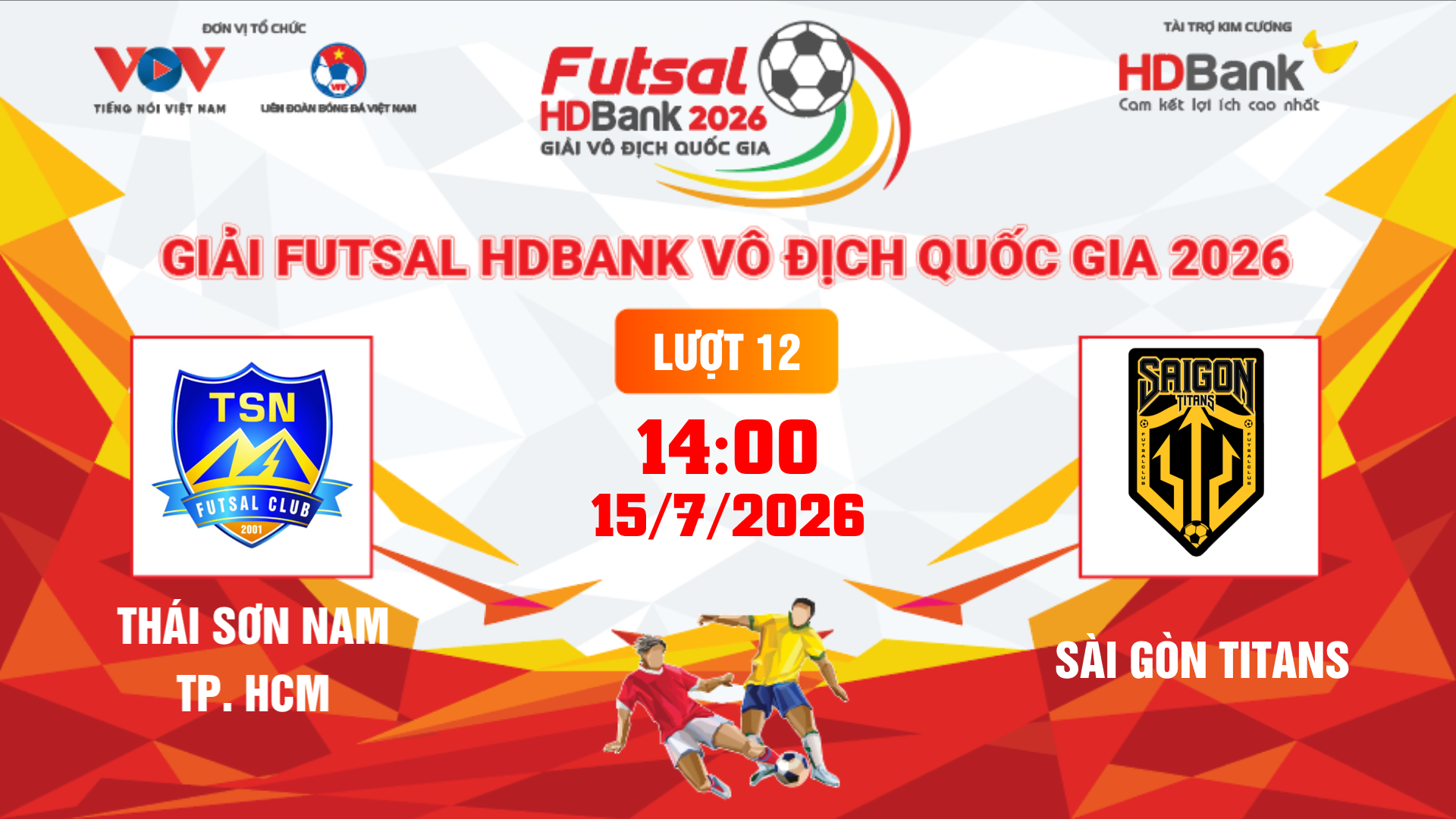 Link xem trực tiếp futsal HDBank VĐQG 2026: Thái Sơn Nam vs Sài Gòn Titans