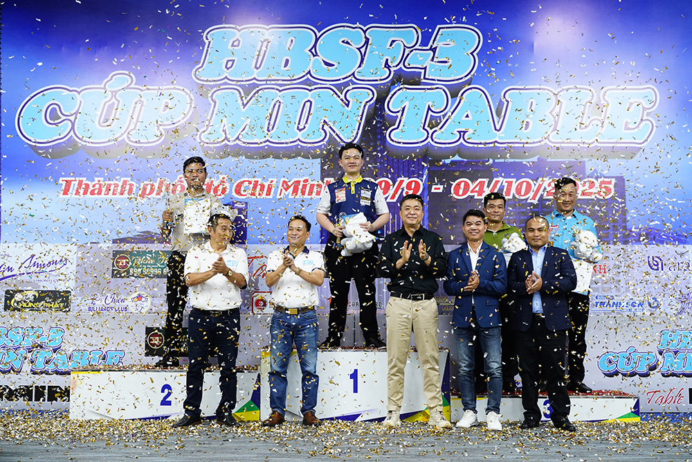 Bao Phương Vinh đăng quang Carom 3 Băng ở giải billiards HBSF Tour 3 - Cúp MIN Table sau màn ngược dòng kịch tính ở bán kết