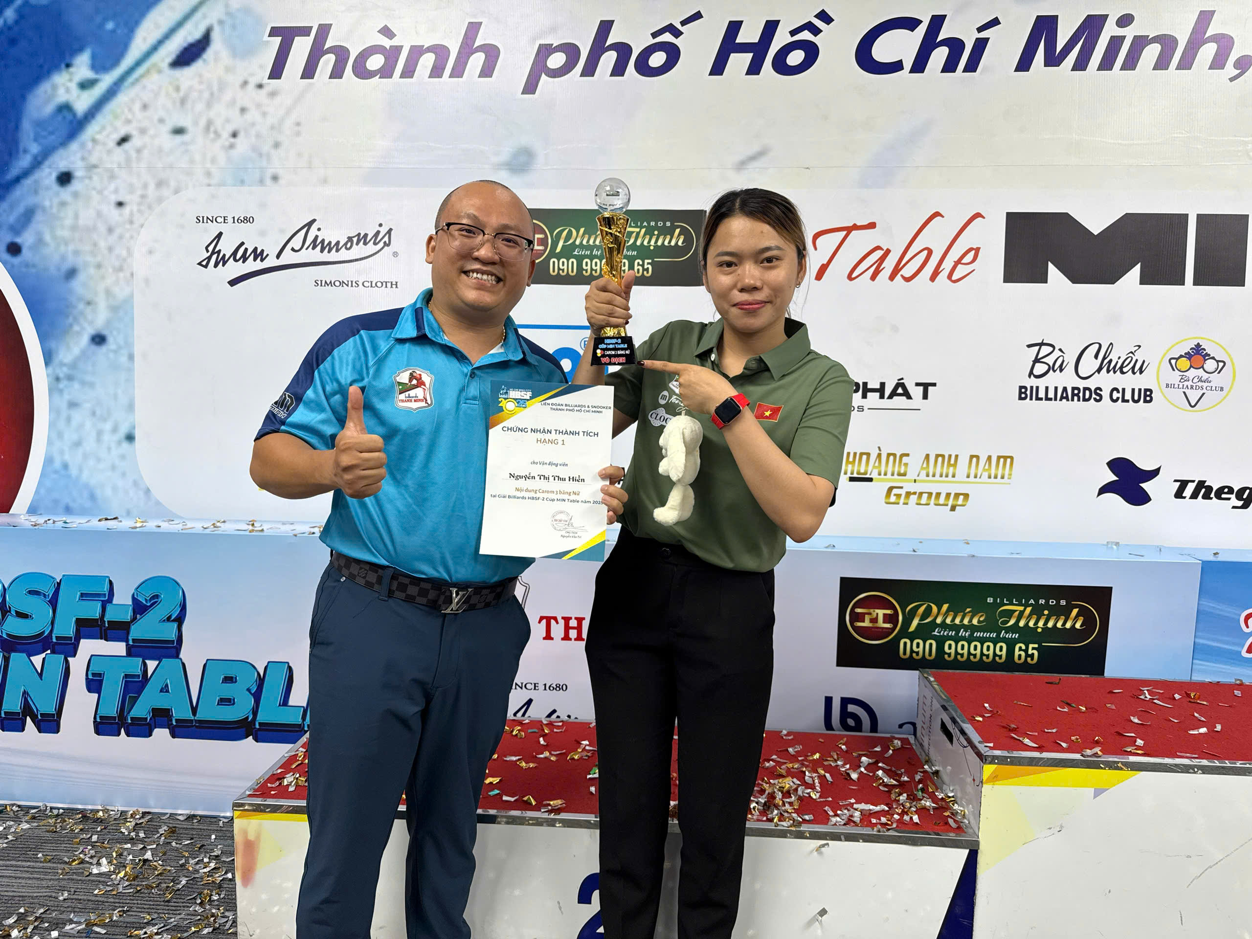 Cơ thủ đại diện Billiards Thanh Minh giành chức vô địch Tour 2 HBSF năm 2025