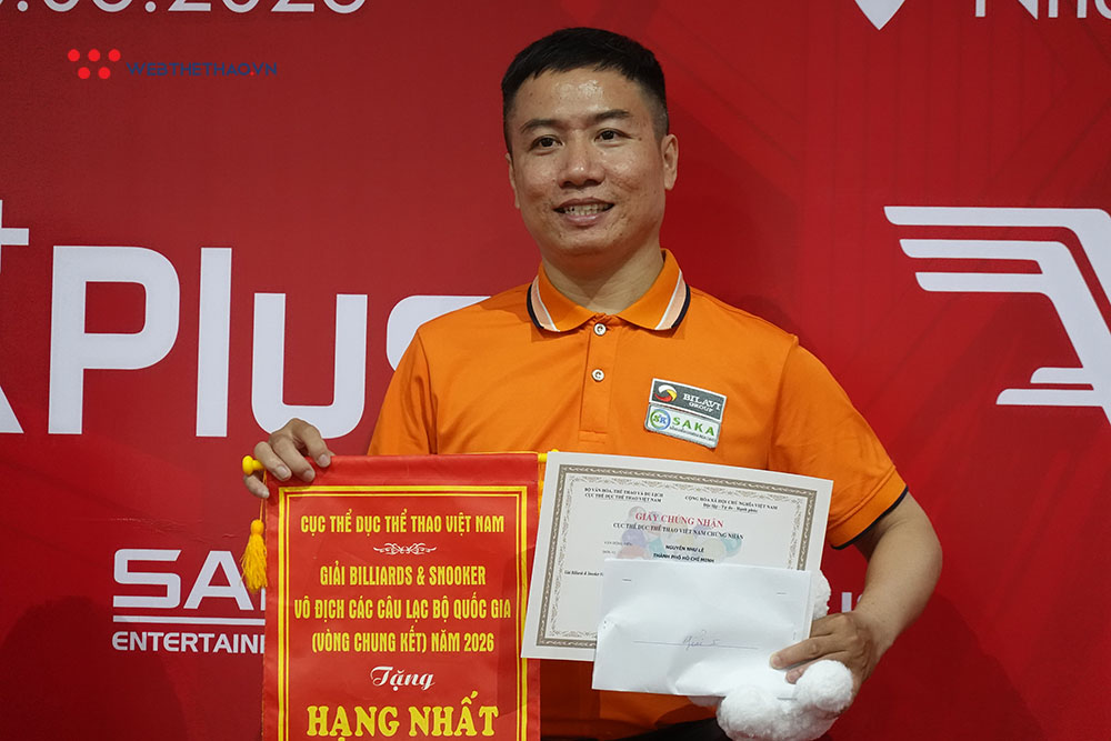 Nguyễn Như Lê lần đầu vô địch carom 1 băng Giải billiards các CLB toàn quốc