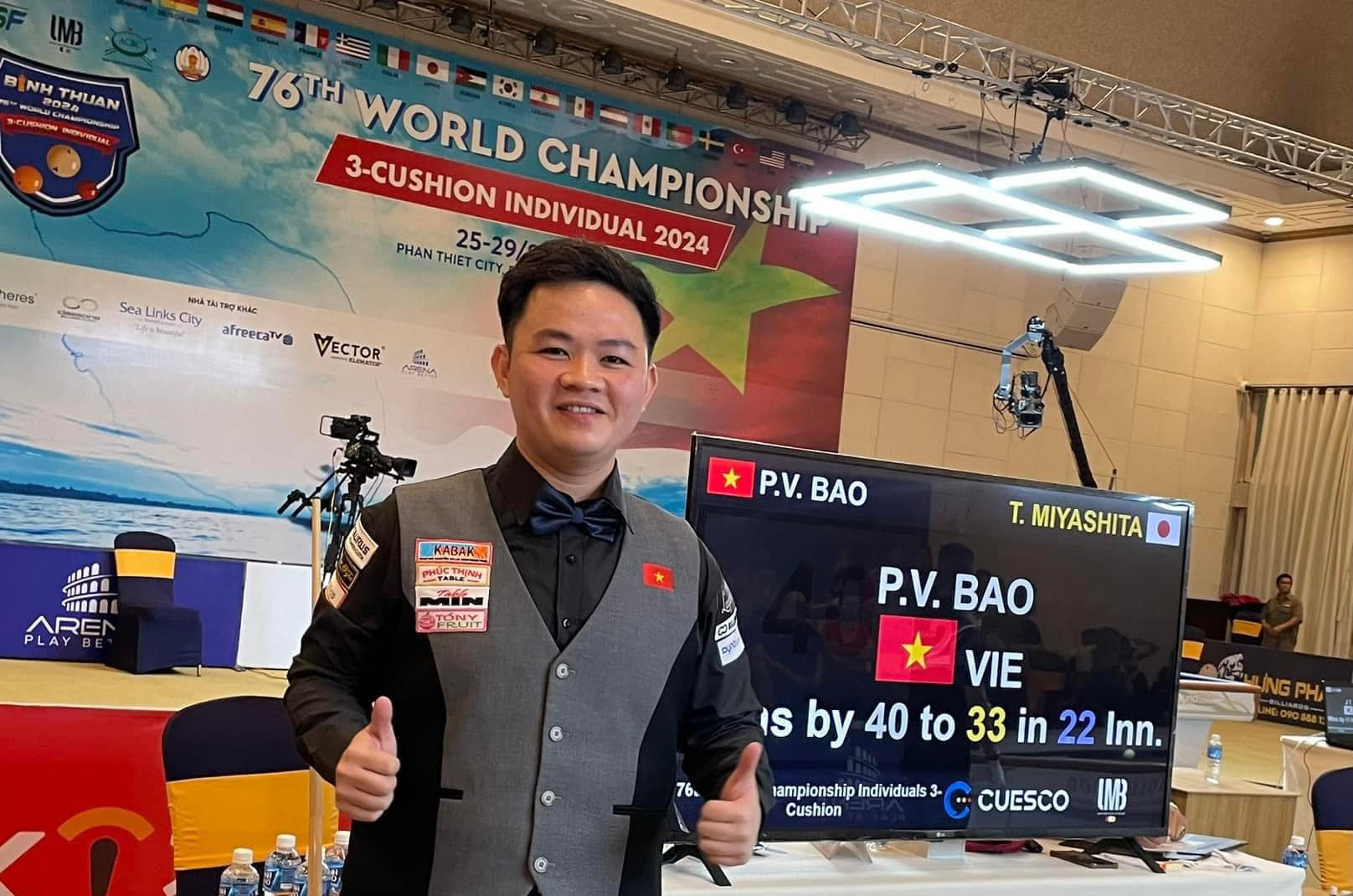 Toàn bộ 7 cơ thủ Việt như Bao Phương Vinh, Trần Quyết Chiến đều vượt qua vòng bảng Giải billiard carom 3 băng VĐTG 2024?