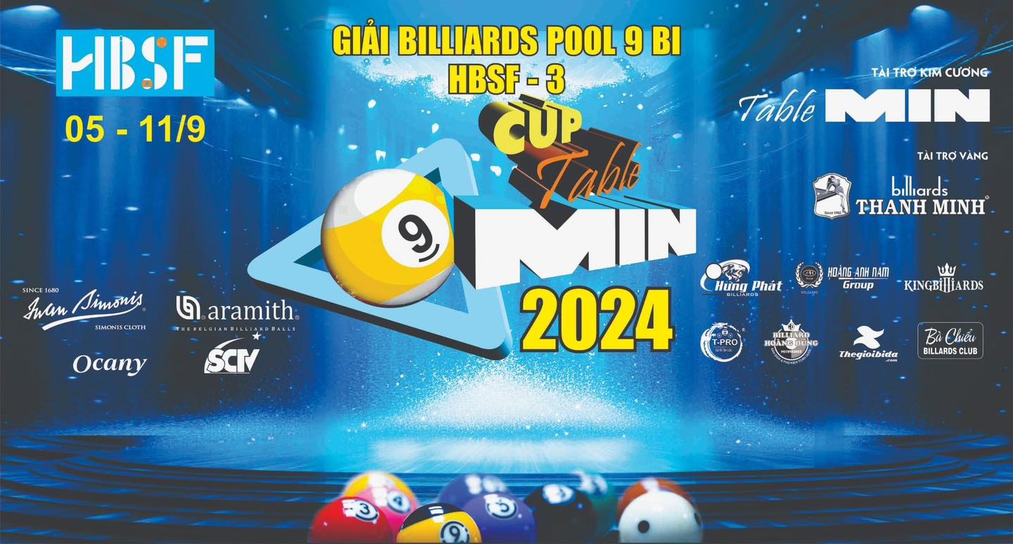 Giải Billiards Pool 9 bi HBSF-3 Cúp MIN Table năm 2024 có tay cơ Hàn Quốc
