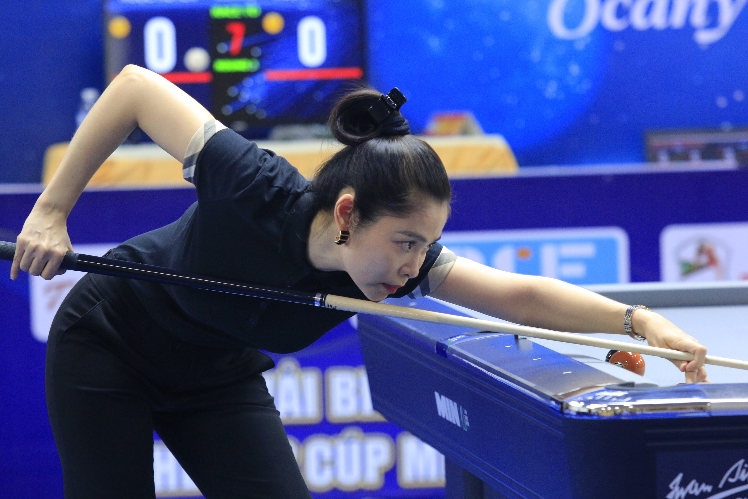 Nguyễn Bích Trâm, Dương Yến Vi, Huỳnh Thị Ngọc Huyền xuất sắc vào vòng 2 giải billiard pool 9 bi Tour 2 HBSF 2024