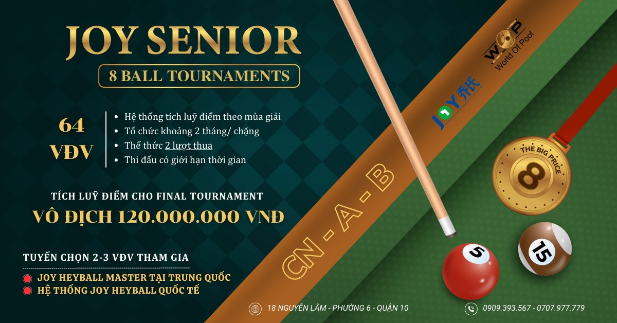 Joy Billiard tổ chức giải đấu chuyên nghiệp tiền thưởng “khủng” tại Việt Nam