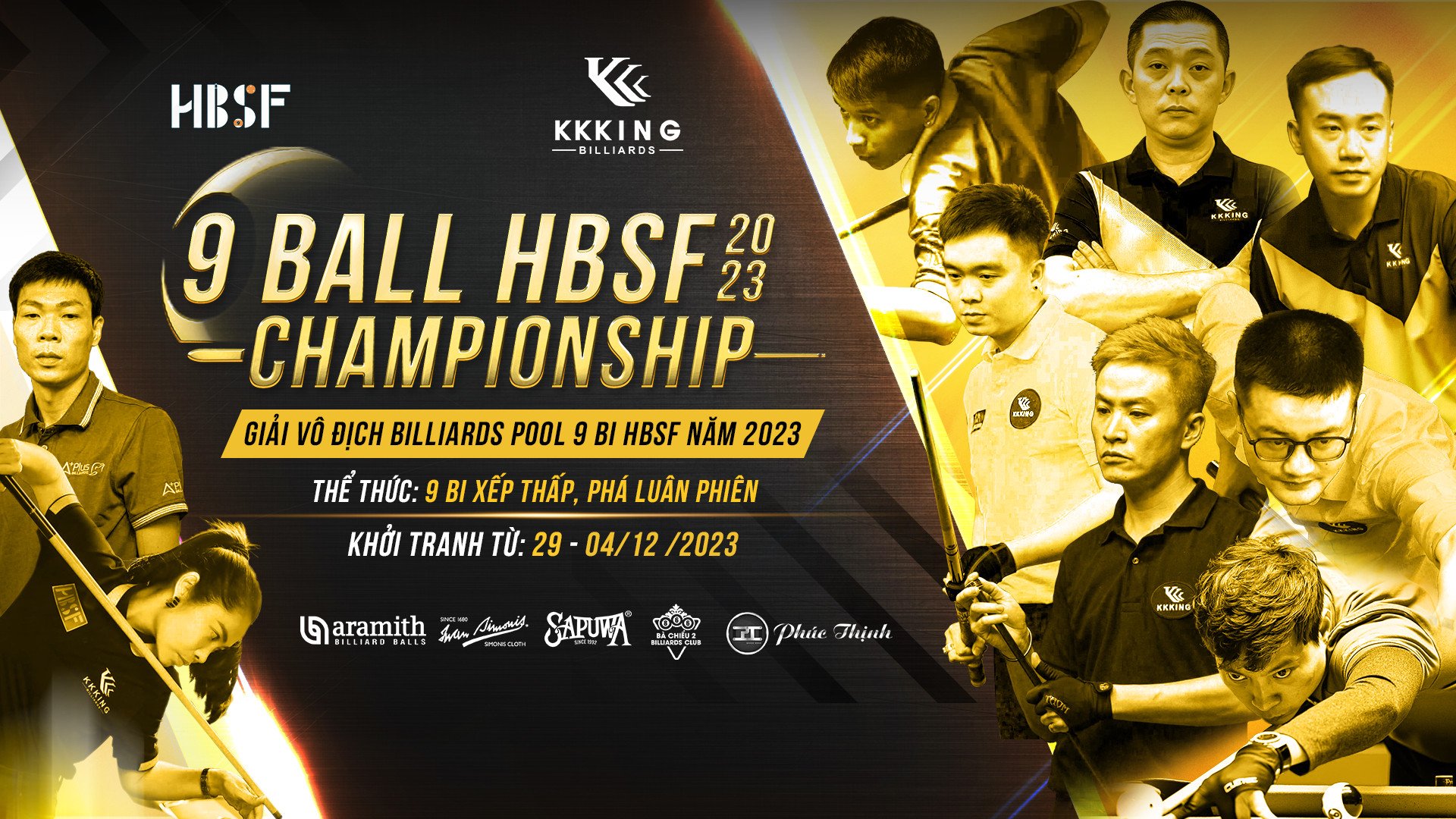 Gần 200 cơ thủ tham dự giải vô địch Billiard Pool 9 bi HBSF năm 2023