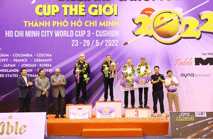 Kết quả Billiard Carom 3 băng TPHCM World Cup 2022:&nbsp;Hạ Zanetti, Merkcx v&ocirc; địch kịch t&iacute;nh