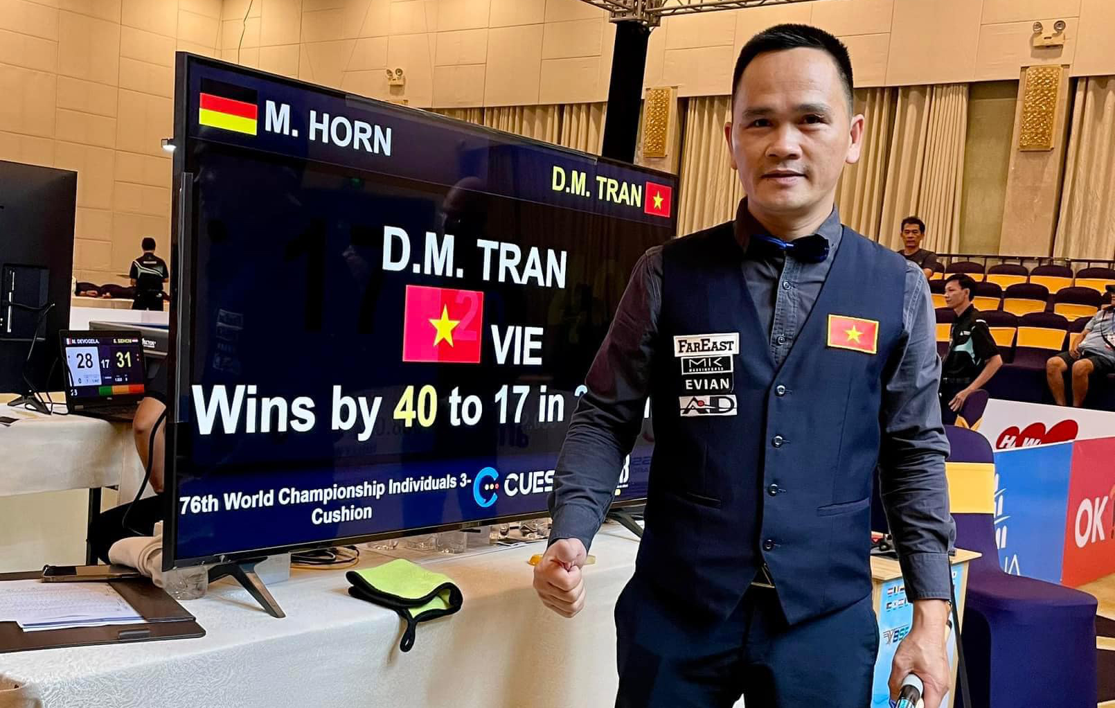 Billiard carom 3 băng vô địch thế giới 2024: 6 tay cơ Việt vào vòng 32, Trần Đức Minh gặp lại Martin Horn