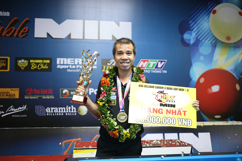Trần Quyết Chiến ngược d&ograve;ng v&ocirc; địch giải Billiard Carom 3 băng HBSF Cup Tour 3 năm 2023