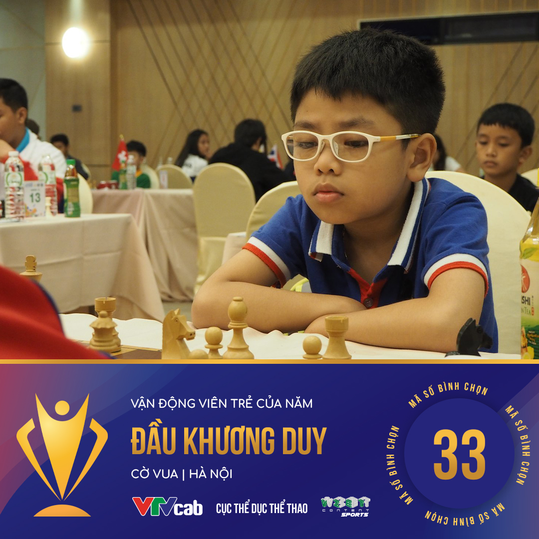 Kỳ thủ nhí cờ vua Đầu Khương Duy trở thành ứng viên VĐV trẻ của năm tại Cúp Chiến thắng