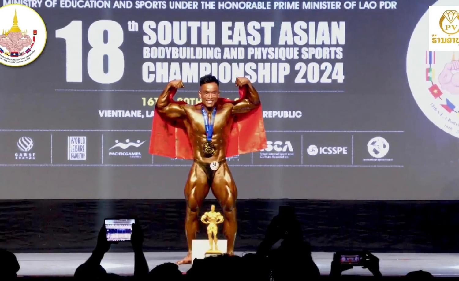 Nguyễn Trọng Khánh đoạt huy chương vàng tại Giải thể hình vô địch Đông Nam Á 2024