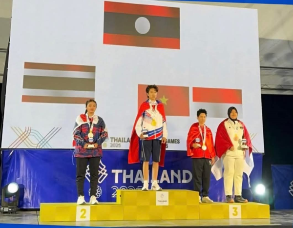 Lào giành huy chương Vàng đầu tiên tại SEA Games 33 nhờ nữ VĐV Bi sắt xuất sắc