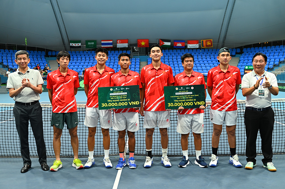Quần vợt Việt Nam trụ hạng, nhận thưởng n&oacute;ng 230 triệu đồng tại Davis Cup Nh&oacute;m III 2025 khu vực Ch&acirc;u &Aacute; / Ch&acirc;u Đại Dương