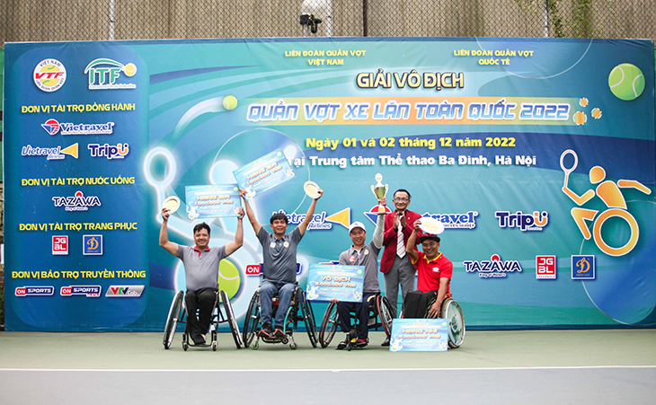 Kết thúc Giải Vô địch Quần vợt Xe lăn Toàn quốc năm 2022: TPHCM, Thái Nguyên đều có 2 HCV