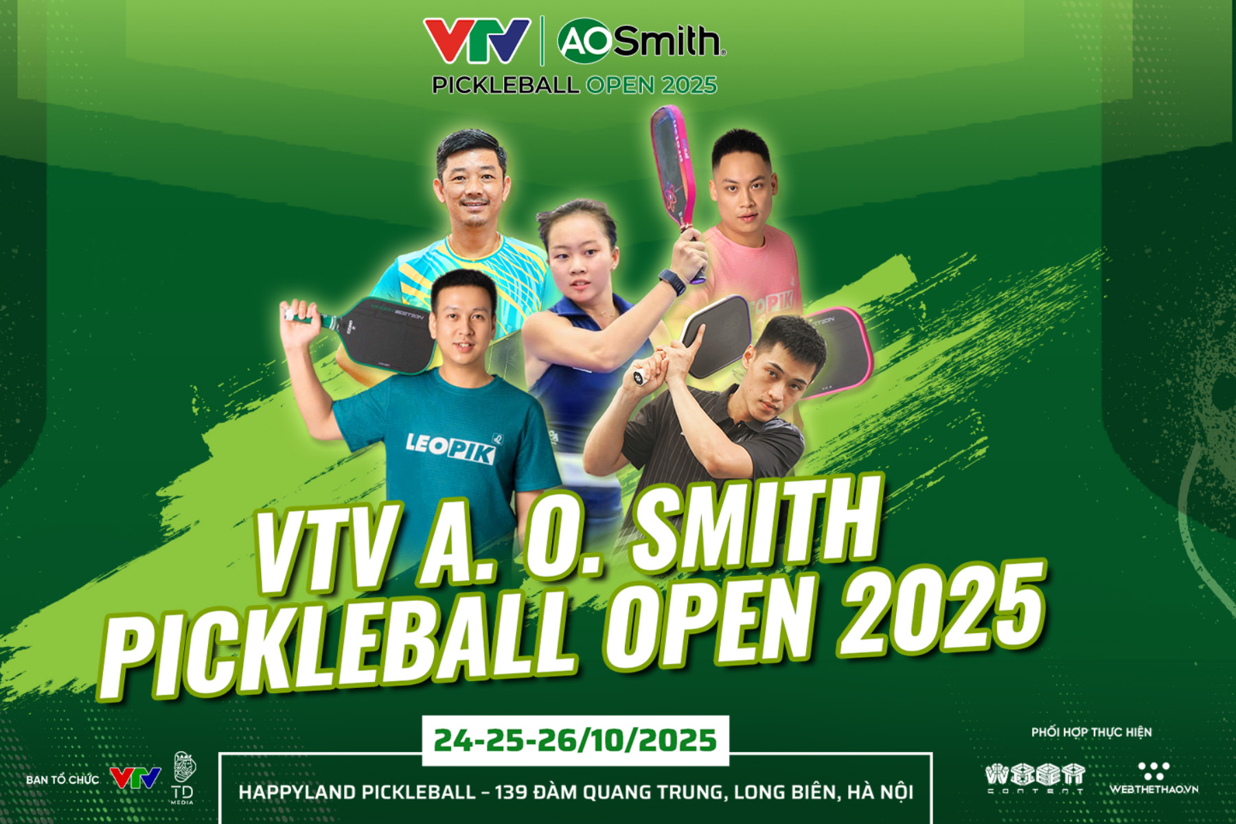A. O. Smith l&agrave; nh&agrave; t&agrave;i trợ ch&iacute;nh của giải đấu VTV A. O. Smith Pickleball Open 2025