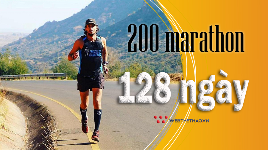 Chàng trai 31 tuổi chạy 200 marathon trong 128 ngày, đạt 12 triệu bước chân