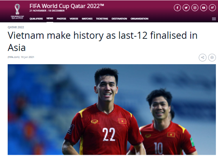 FIFA ấn tượng với khoảnh khắc lịch sử của tuyển Việt Nam ở VL World Cup 2022