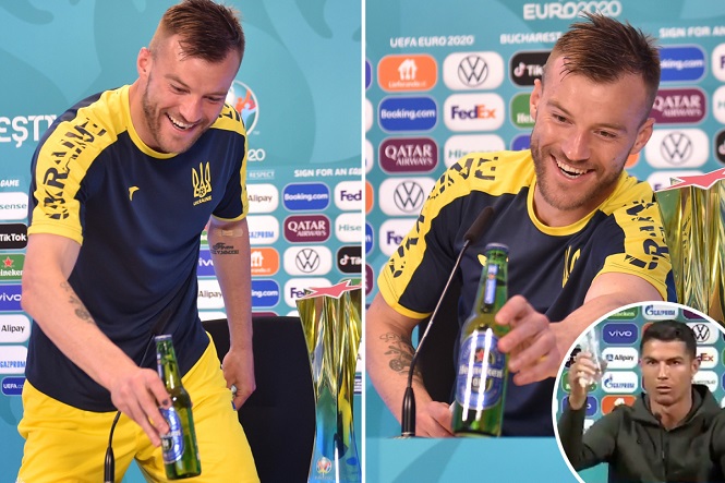 Yarmolenko “phản pháo” Ronaldo về vụ bỏ đồ uống nhà tài trợ