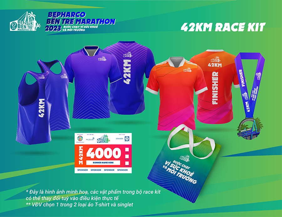 Bộ vật phẩm không thể không sở hữu của giải chạy Bepharco Ben Tre Marathon 2023 Bộ vật phẩm không thể không sở hữu của giải chạy Bepharco Ben Tre Marathon 2023