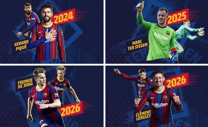 Barca gia hạn hợp đồng với 4 ngôi sao cùng mức lương mới