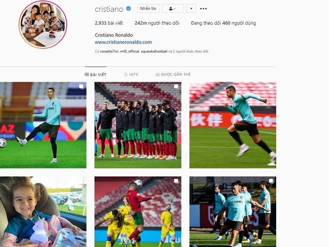 Ronaldo là vua tương tác trên Instagram, bỏ xa Bruno Fernandes
