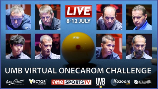 Trực tiếp bán kết giải carom 3 băng UMB Virtual OneCarom Challenge 2020 ngày 11/7