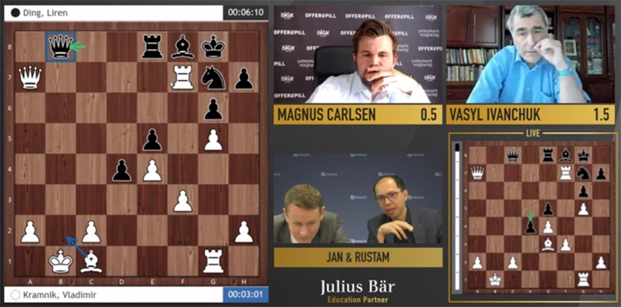 Kết quả giải cờ vua Legends of Chess ngày 25/7: Ian Nepomniachtchi bắt kịp Magnus Carlsen