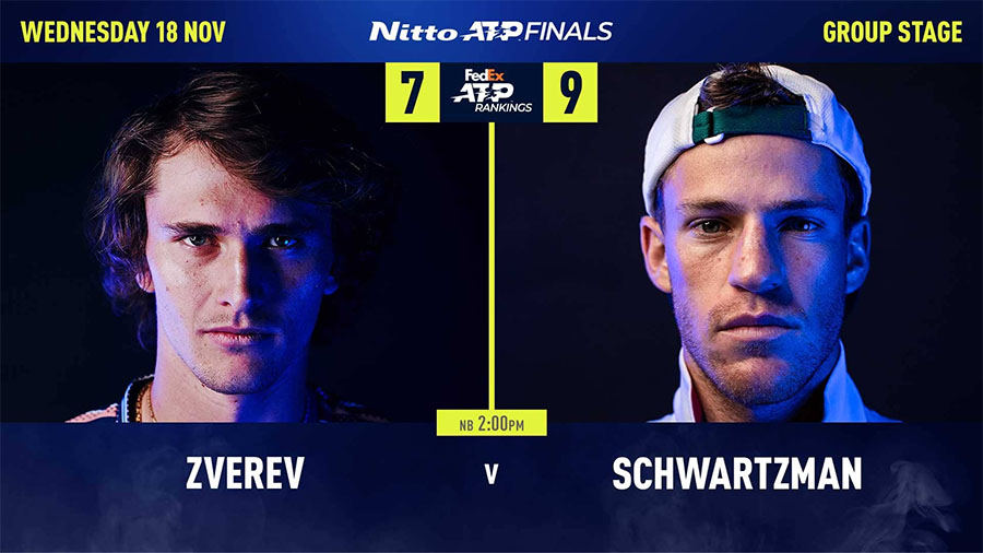 Dự đoán Zverev vs Schwartzman: Bán kết ATP Finals không dành cho cả hai!
