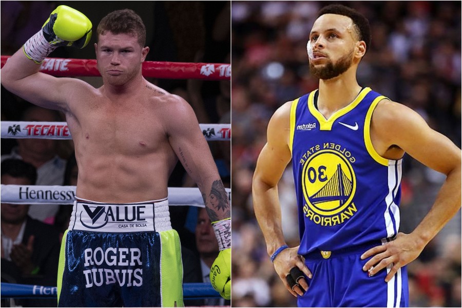 Stephen Curry và Canelo ngẫu hứng sparring