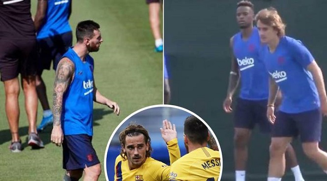 Rộ tin đồn Messi xô xát với Griezmann trên sân tập