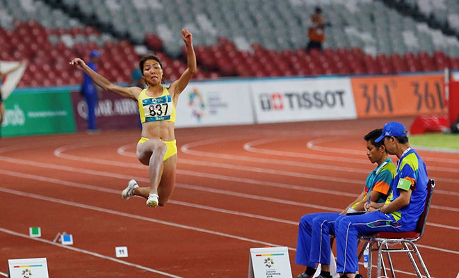 Cú nhảy “độc bước lên vàng” ASIAD 2018 của Nữ hoàng nhảy xa Bùi Thị Thu Thảo Cú nhảy “độc bước lên vàng” ASIAD 2018 của Nữ hoàng nhảy xa Bùi Thị Thu Thảo