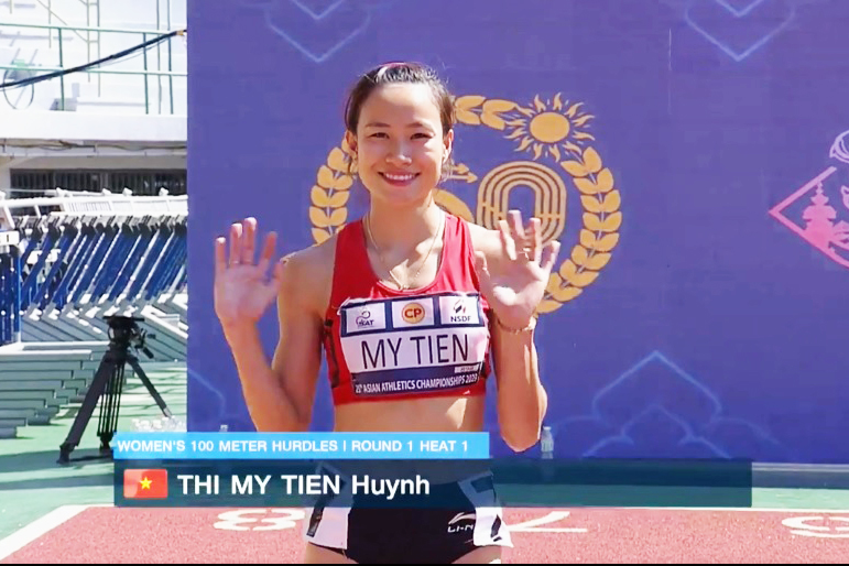Vượt thông số HCV SEA Games 32, “người đẹp 6 múi” Mỹ Tiên vào chung kết chạy 100m rào giải điền kinh châu Á 2023