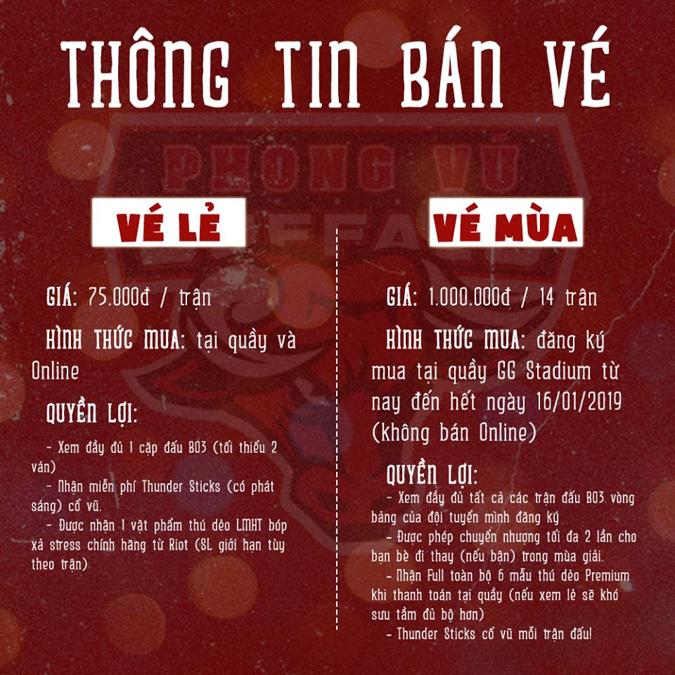 Thông báo bán vé VCS mùa Xuân 2019