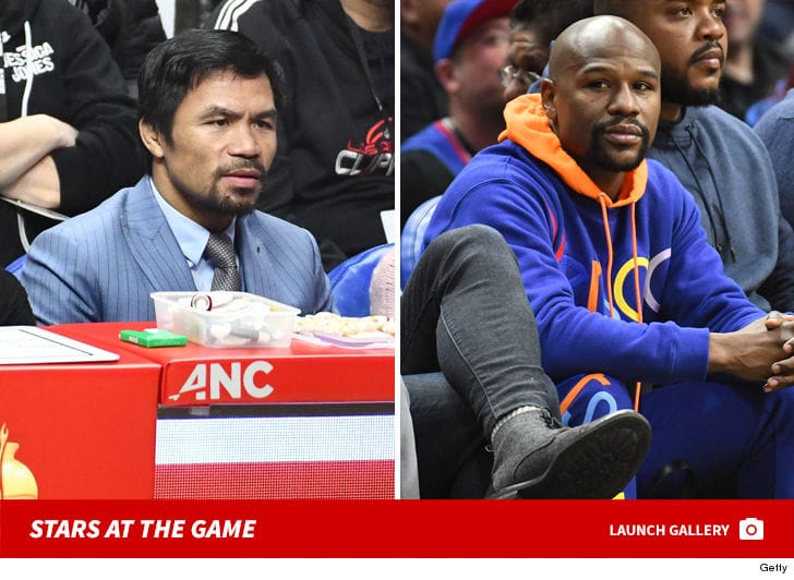 Manny Pacquiao đối mặt Floyd Mayweather tại trận đấu của Los Angeles Clippers
