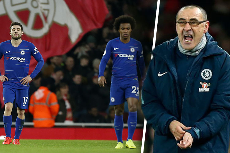 HLV Sarri nổi điên, trách móc cầu thủ Chelsea thậm tệ sau trận thua Arsenal
