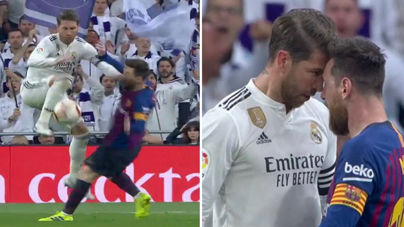 Cú thúc khuỷu tay của Ramos với Messi ở trận Siêu kinh điển có đáng nhận thẻ đỏ hay không?