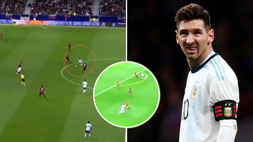 Messi gây sốt ngày trở lại với pha đi bóng phi thường loại bỏ hàng thủ Venezuela