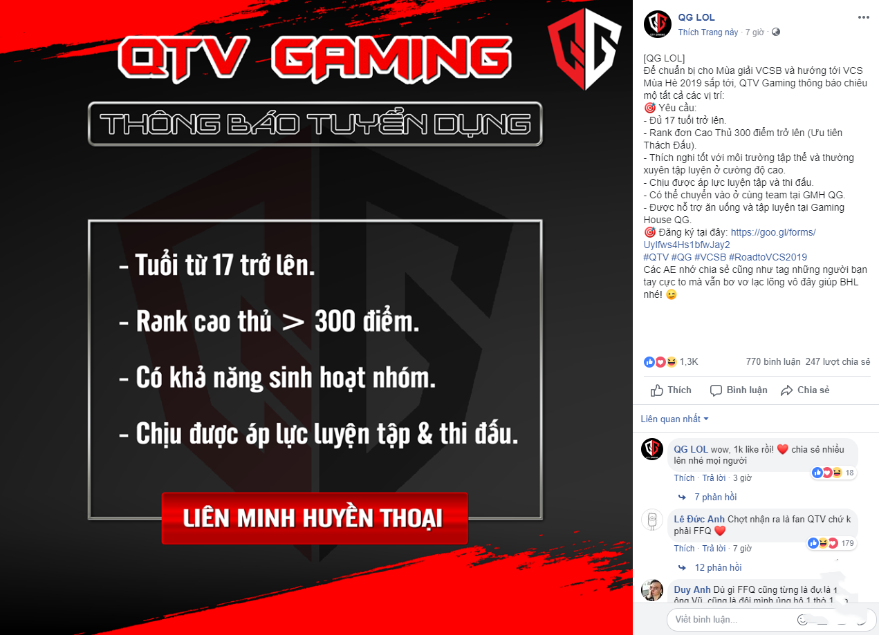 QTV chính thức tuyển quân chuẩn bị cho Mùa giải VCSB QTV chính thức tuyển quân chuẩn bị cho Mùa giải VCSB