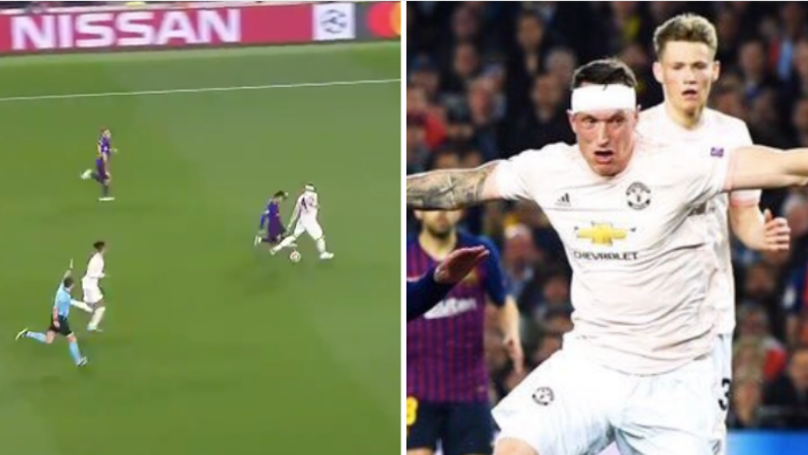 Messi “hành hạ” Phil Jones đến mức bung cả băng quấn đầu thế nào?