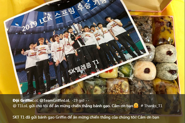 SKT đang cà khịa Griffin bằng cách gửi tặng bánh gạo sau chức vô địch LCK mùa xuân 2019?