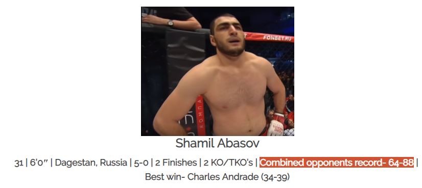 Combined Opponents Record - chỉ số lạ nhưng hữu ích trong MMA Combined Opponents Record - chỉ số lạ nhưng hữu ích trong MMA
